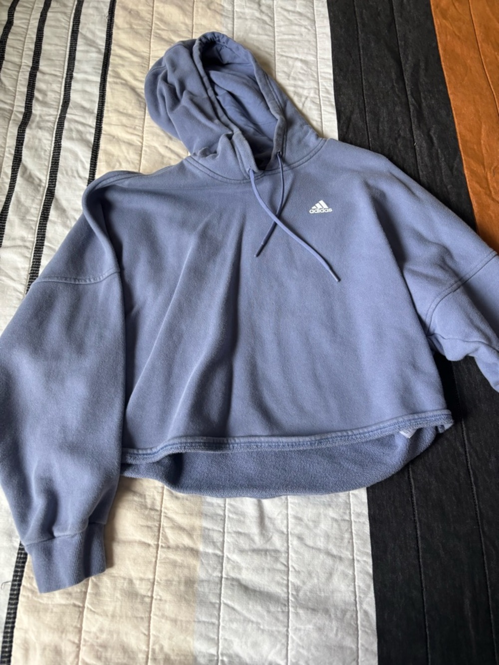 adidas Women's Dusty Blue Cropped Hoodie Sweatshirt